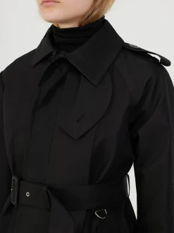 Trenchcoat mit offenen Kanten Schwarz