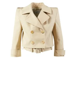 Trench-Jacke mit Schulterpolster Beige