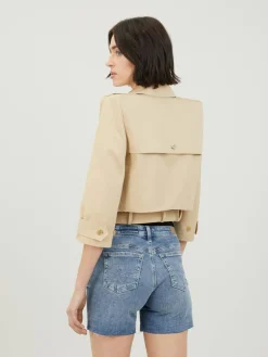 Trench-Jacke mit Schulterpolster Beige