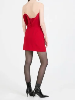 Trägerloses Minikleid mit skulpturaler Rose Rot