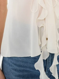 Trägertop aus Seide Dusty White