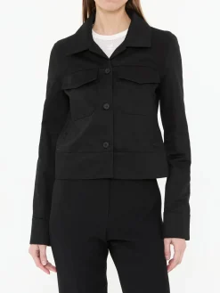 Trucker-Jacke mit tonalen Knöpfen Schwarz