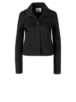 Trucker-Jacke mit tonalen Knöpfen Schwarz