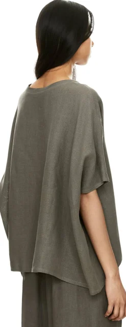 T-Shirt aus Crêpe-Leinen Anthrazit