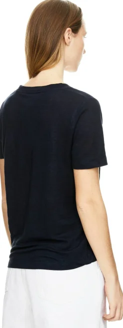 T-Shirt aus Leinen Dunkelblau