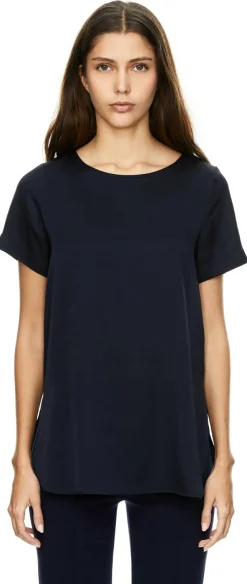 T-Shirt aus Seide Dunkelblau