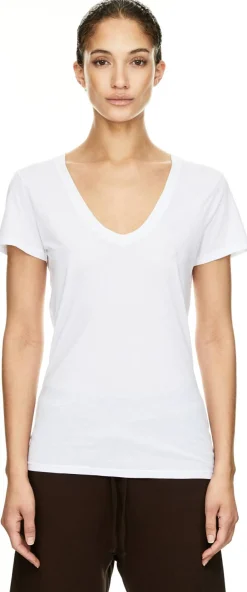 T-Shirt 'Carol' mit V-Ausschnitt Weiß