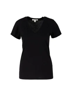 T-Shirt 'Carol' mit V-Ausschnitt Schwarz