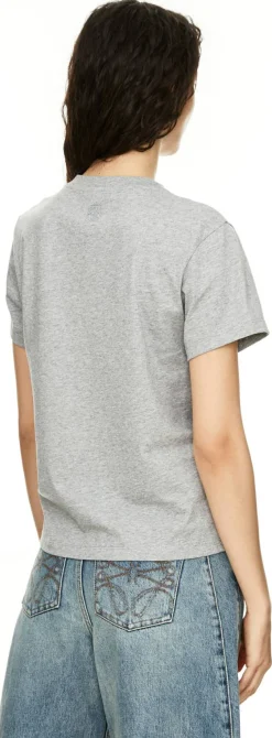 T-Shirt 'I Loewe You' Stickerei Grau