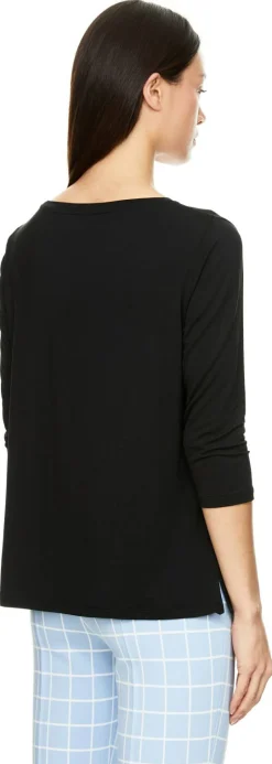 T-Shirt 'Jenie' mit 7/8 Ärmel Schwarz