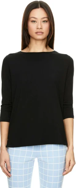 T-Shirt 'Jenie' mit 7/8 Ärmel Schwarz
