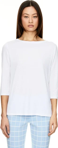 T-Shirt 'Jenie' mit 7/8 Ärmel Weiß