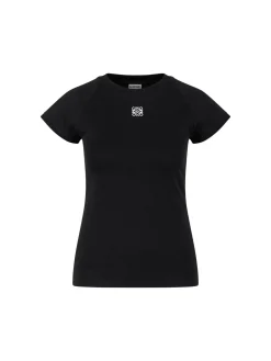 T-Shirt mit Anagram-Stickerei Schwarz