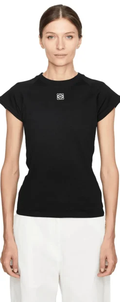 T-Shirt mit Anagram-Stickerei Schwarz