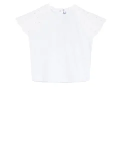 T-Shirt mit englischer Stickerei Weiß
