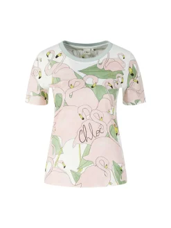 T-Shirt mit Flamingo-Print Multi