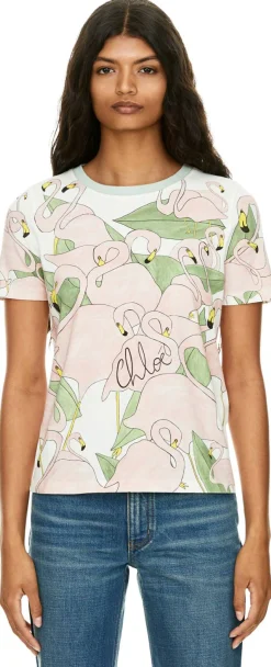 T-Shirt mit Flamingo-Print Multi