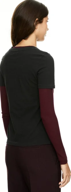 T-Shirt mit Flamingo-Print Schwarz