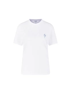 T-Shirt mit floralem Anagram-Stickerei Weiß