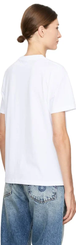 T-Shirt mit floralem Anagram-Stickerei Weiß