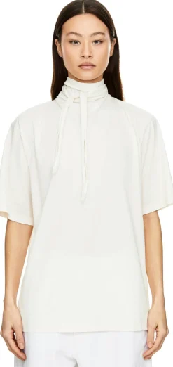 T-Shirt mit Foulard Crème