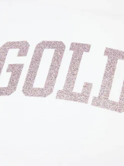 T-Shirt mit Glitzer-Print Weiß