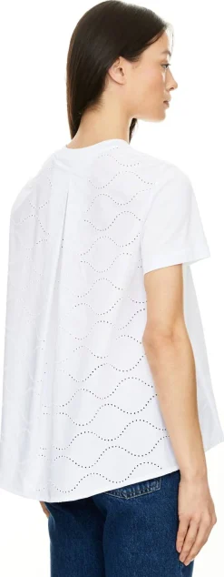 T-Shirt mit Lochstickerei Weiß