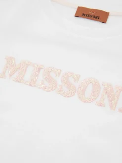 T-Shirt mit Logo-Applikation Weiß