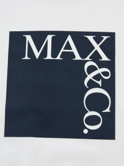 T-Shirt mit Logo-Print Weiß/Marineblau
