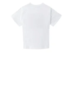 T-Shirt mit Logo-Print Weiß/Marineblau