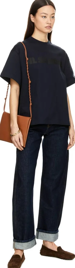 T-Shirt mit Print Marineblau