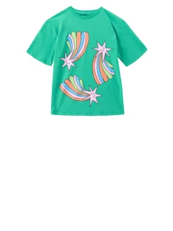 T-Shirt mit Sternschnuppen-Print Grün