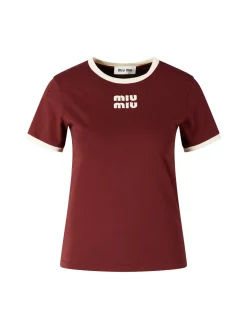 T-Shirt mit Sticklogo Rot