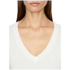 T-Shirt mit V-Ausschnitt Créme