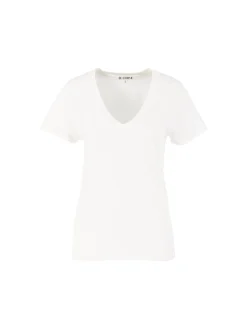 T-Shirt mit V-Ausschnitt Créme