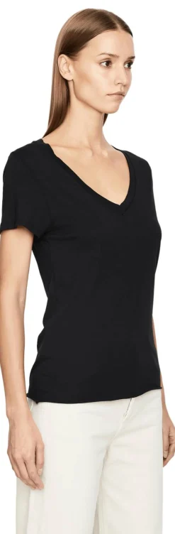 T-Shirt mit V-Ausschnitt Schwarz