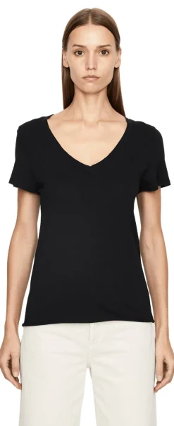 T-Shirt mit V-Ausschnitt Schwarz