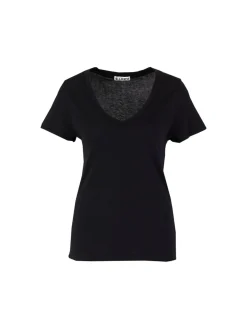T-Shirt mit V-Ausschnitt Schwarz