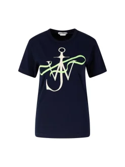 T-Shirt 'Ribbon Anchor' mit gesticktem Logo Marineblau