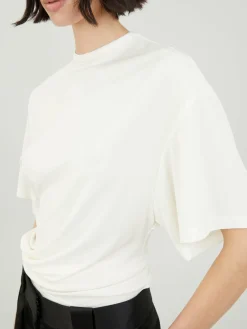 T-Shirt 'Side Cowl' Weiß