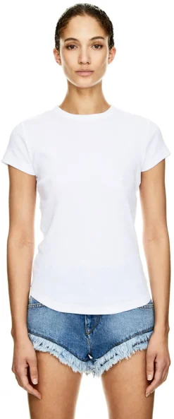 T-Shirt 'Taomi' aus gerippter Baumwolle Weiß