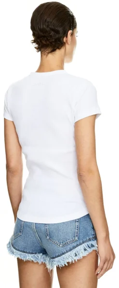 T-Shirt 'Taomi' aus gerippter Baumwolle Weiß