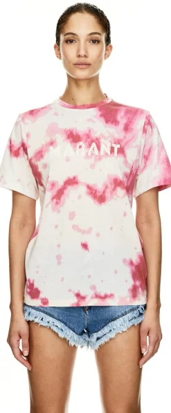 T-Shirt 'Zewel' mit Muster Pink/Weiß