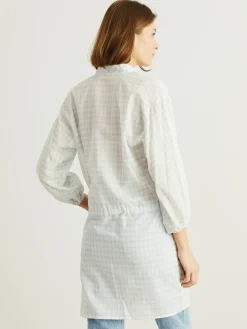 Tunika-Kleid mit Karomuster Hellblau