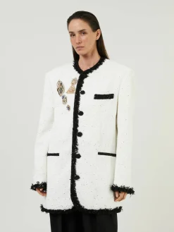 Tweed-Jacke Weiß
