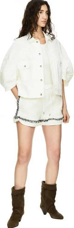 Tweed-Shorts mit hohem Bund Weiß