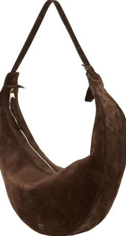 Umhängetasche 'Augustina' aus Veloursleder Dunkelbraun