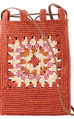 Umhängetasche Paula's Ibiza 'Pocket Patch Crochet' Bright Orange/Pink