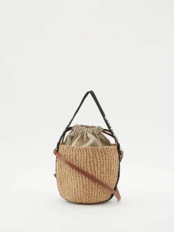 Umhängetasche 'Small Woody Basket' Schwarz/Crème