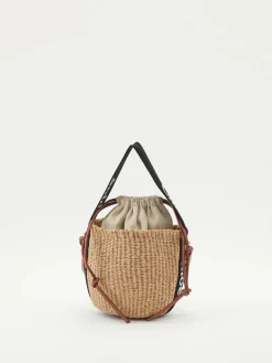 Umhängetasche 'Small Woody Basket' Schwarz/Crème